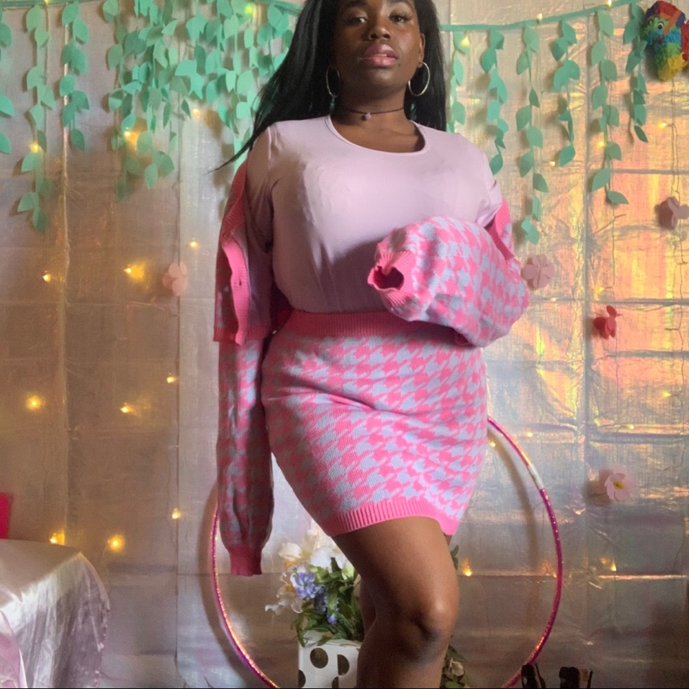 Fashion Nova Houndstooth Skirt Set
